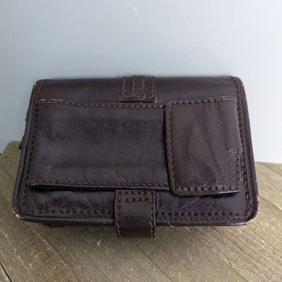 Mancini Vintage brown leather wrist bag purse - Picture 3 of 11